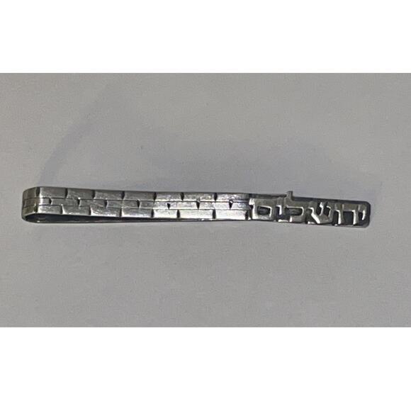 Vintage Jerusalem Yerushalayim Silver Tie Bar Clip  Judaica Jewelry Collectible - Picture 2 of 8